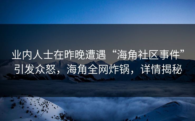 业内人士在昨晚遭遇“海角社区事件”引发众怒，海角全网炸锅，详情揭秘